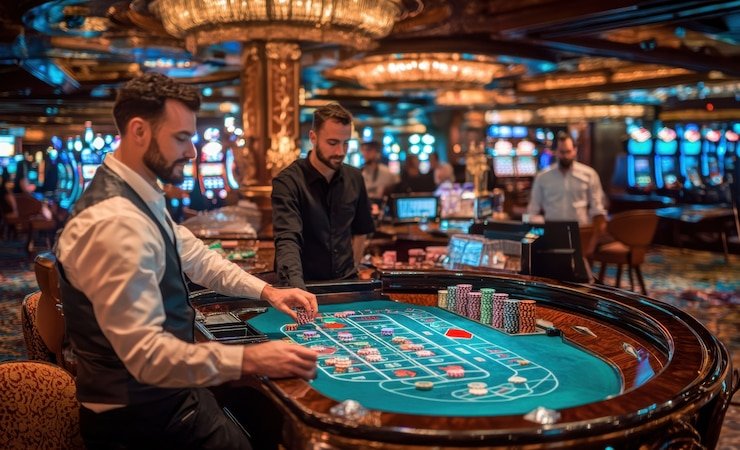 Roda French Roulette armada 888 dengan 37 slot dan dealer yang siap memutar